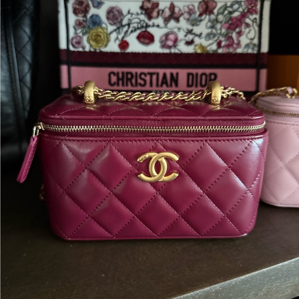 Chanel Burgundy Quilted Leather vanity Bag